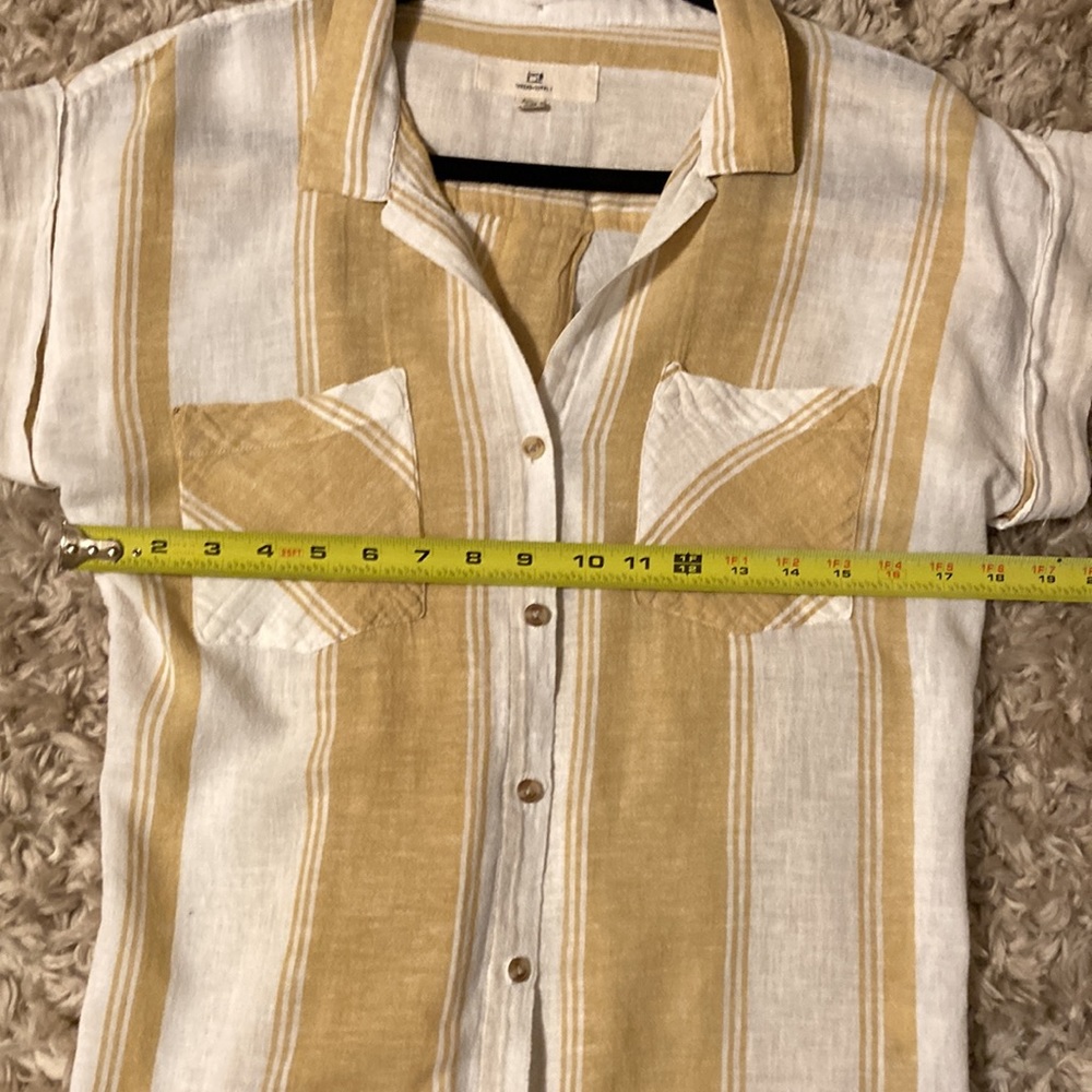 Thread & Supply Beige Striped Button Down Shirt - image 4
